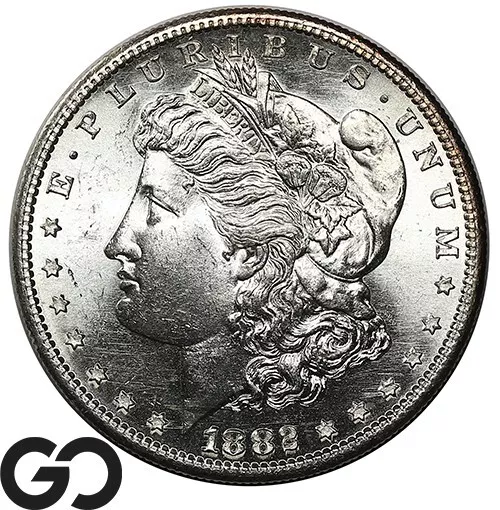 1882-S Morgan Silver Dollar Silver Coin, Lustrous Gem BU++