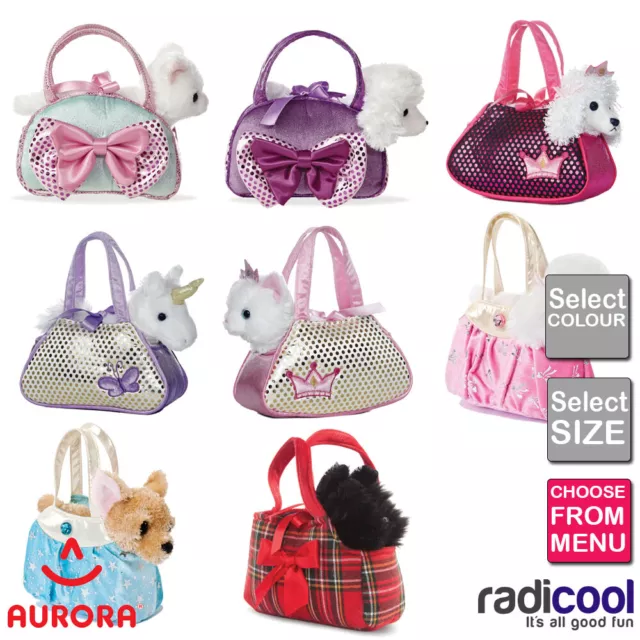 Aurora Fancy Pals PLUSH Cuddly Soft Toy Teddy Gift Dog in Bag New Baby Brand New