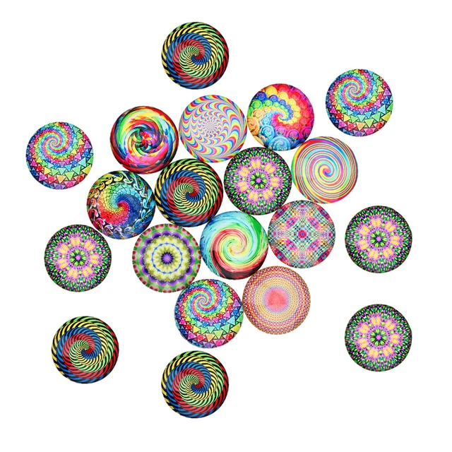 20 Stück Blumenmuster Halbrund Glas Tasten Flatback Cabochons Für Handwerk