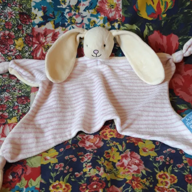 Jojo Maman Bebe Pink Striped Bunny Rabbit Comforter Baby Soft Toy Blankie