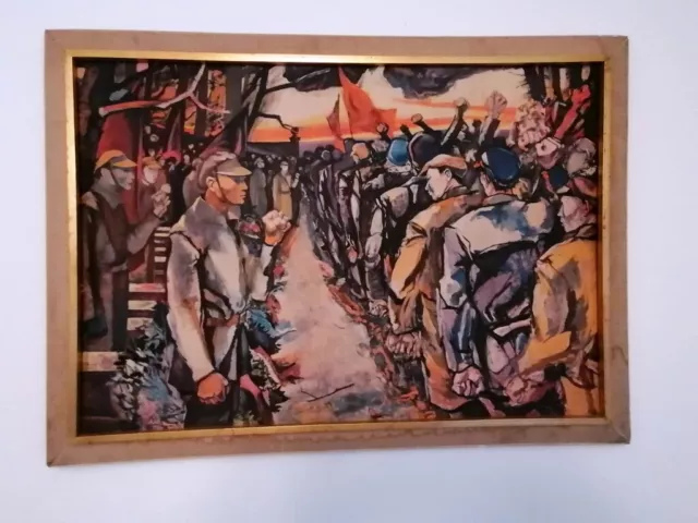 Gemälde Bild Plakat DDR Kunst MANFRED SCHUBERT Beisetzung der Keglerheim Opfer Gemälde Bild Plakat DDR Kunst MANFRED SCHUBERT Beisetzung der Keglerheim Opfer