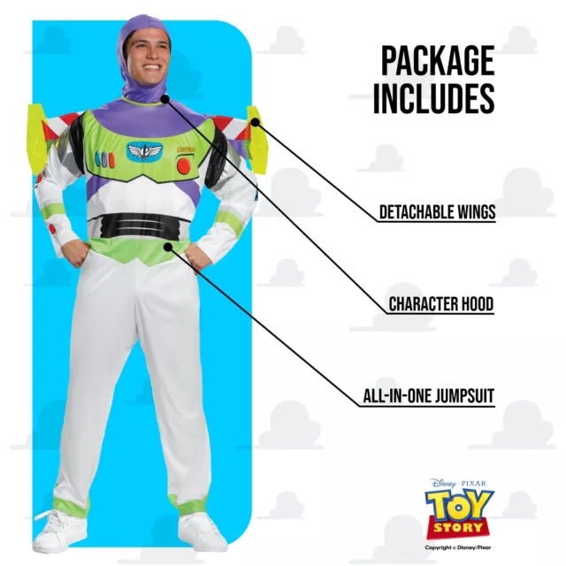 Mens Official Disney Classic Buzz Lightyear Costume Adult Toy Story Fancy Dress 3