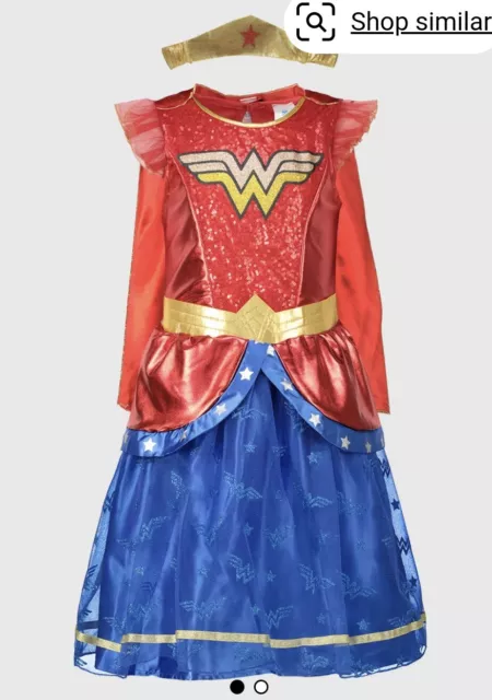Abito da supereroe 3-4 anni DC Wonder Woman costume da supereroe ragazze abito completo giorno libro Regno Unito