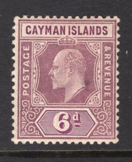 M23703 Cayman Islands 1908 SG30 KEVII: 6d dull & bright purple MM, Cat £32