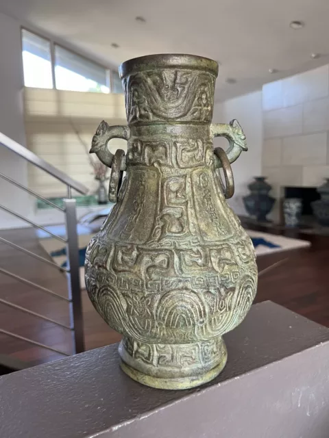Chinese Antique Pure Bronze Vase "12" (H) #DC053
