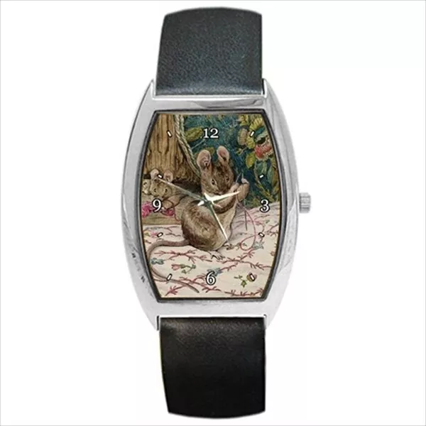 Mouse Sewing Beatrix Potter Mice Art Color Unisex Art Wrist Watch