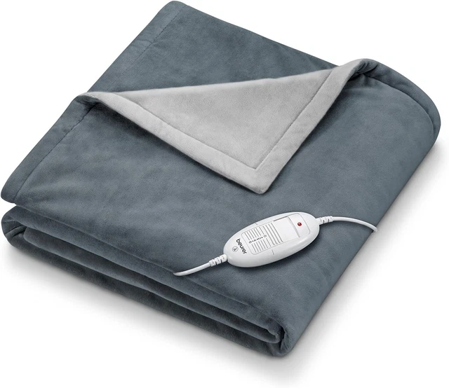 Beurer HD 75 Dark Grey Heizdecke, kuschelig weiche Wärmezudecke, 180 x 130 cm