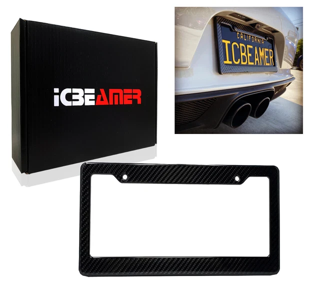 JDM 1 pc Black Carbon FIBER LICENSE PLATE FRAME HOLDER COVER FRONT/REAR T260