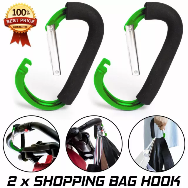 New Buggy Mummy Clips Pram Pushchair Shopping Bag Hook Carabiner Clip x 2