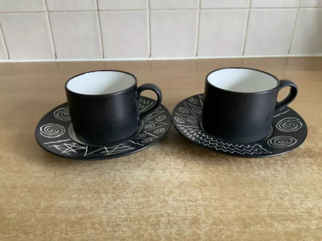 Scraffito by Habitat - 2 x Cups & Saucers