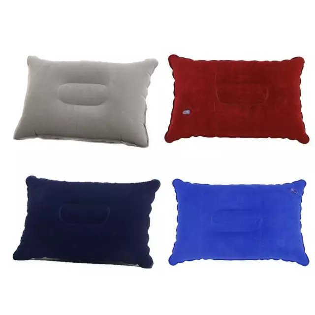 Inflatable PVC And Nylon Pillow Soft Blow up Sleep Cushion Best Camping T0M5