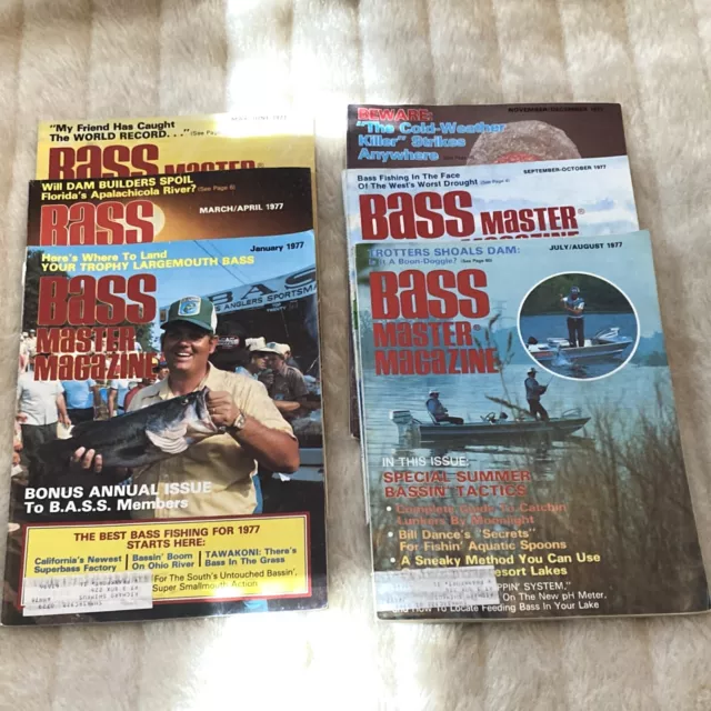 1977 BASS MASTER Magazine_ Lot of 6_ BASSMASTER_ Vintage Fishing