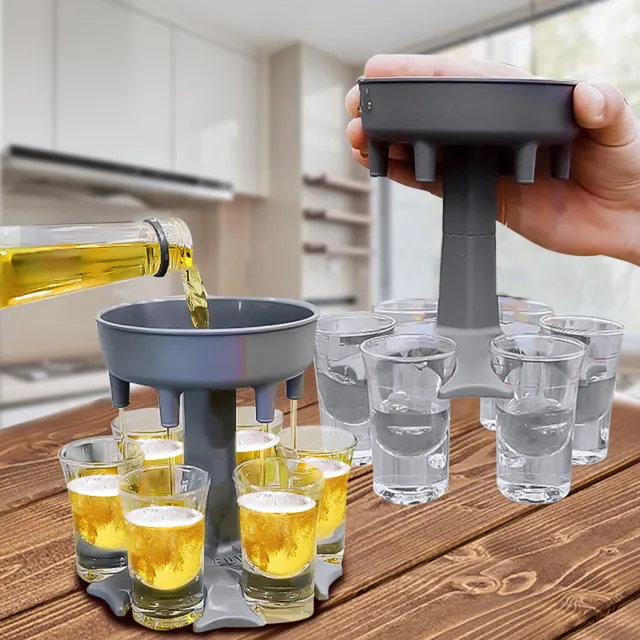 Liquor Dispenser 6 Shot Glass  Dispenser Holder Drinking Games Tools for  Pa-FE