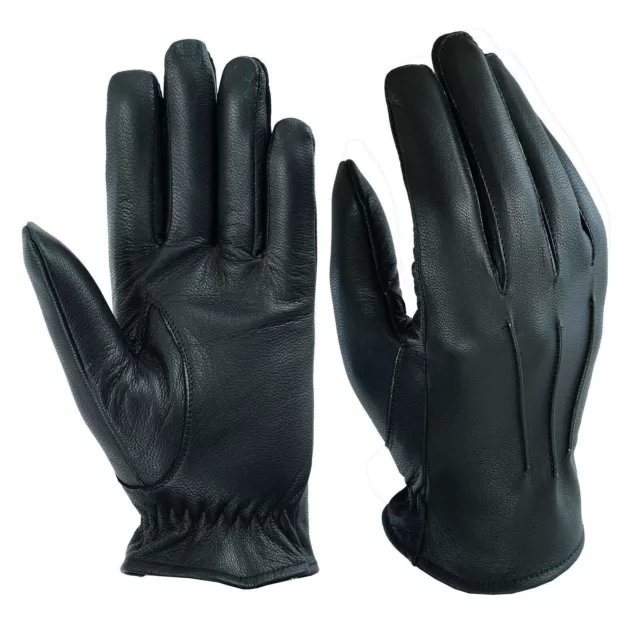 Mens Driving Gloves Top Quality Soft Genuine Real Leather - Black