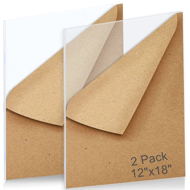 2Pack Clear Acrylic Sheet Cast Plexiglass 12 x 18&quote;, 1/8&quote;...