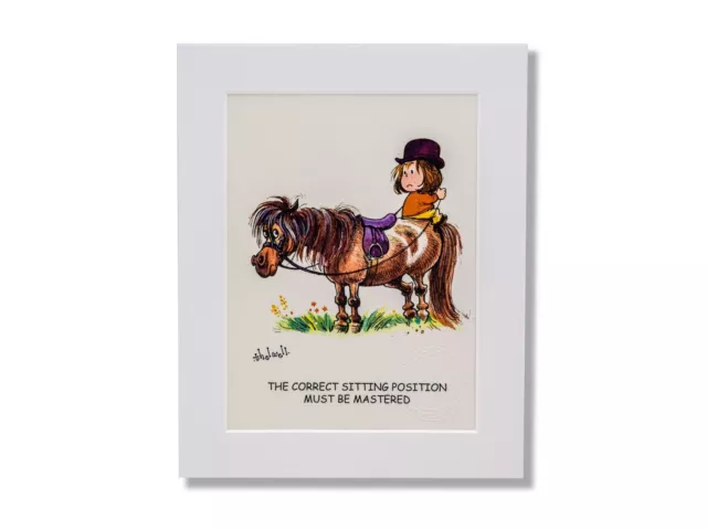 Cartoon pony print. The correct sitting position must be mastered by Thelwell