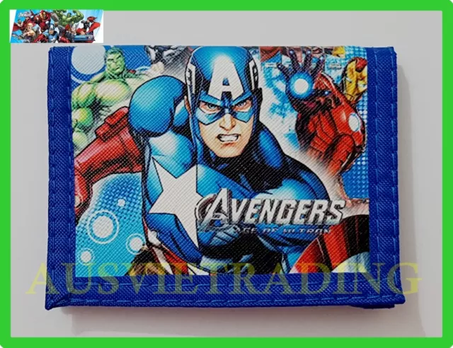 new Marvel's The Avengers boys kids Captain America Wallet tri-fold coin purse