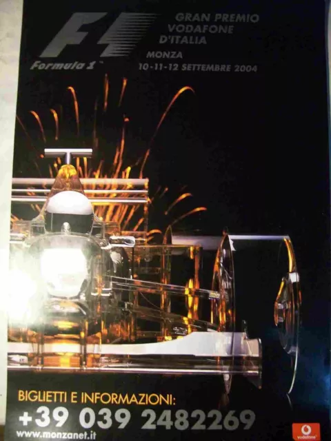 Manifesto Locandina Gran Premio F1 Monza 2004 Cartoncino Cm 33,5 X 48 C