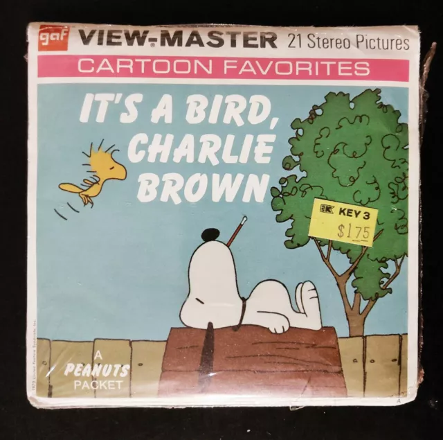 Cartoon🎬Viewmaster Peanuts🎬It's a bird, Charlie Brown🎬Very nice GAF Set