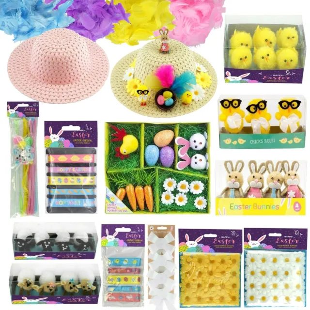Kids Easter Bonnet Hat Trilby Decoration Daisies Bunny Chicks Bows Egg Nest Lamb