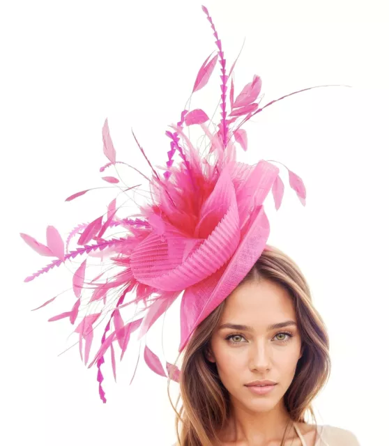 Fuchsia Pink Feather Kentucky Derby Fascinator Hat Wedding Fascinators Cocktail