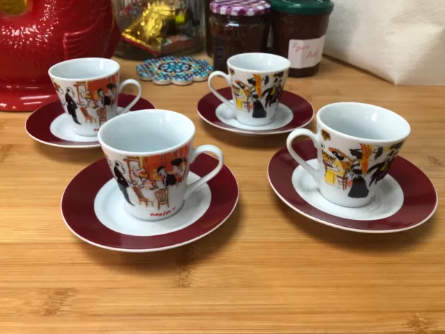 4 tasses à café et soucoupes, service à café Maxim's de Paris neuf