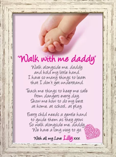 #1 Walk With Me Daddy (GIRL) Fathers Day Poem Personalised Gifts Shabby Chic