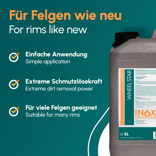 INOX® Felgenreiniger Konzentrat 5 L - Spezial Felgen Reiniger für Alu & Stahl 2