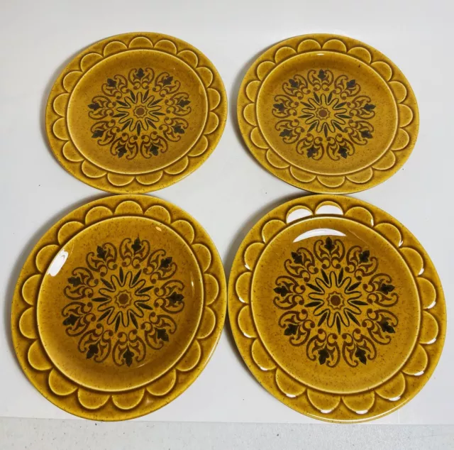 4 Homer Laughlin Castilian By Coventry Salad Bread Plate Gold MCM 6”