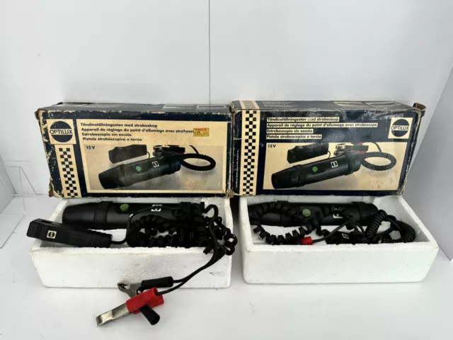 2x Vintage Optilux 12V Timing Light With Strobe Scope - Boxed - UNTESTED