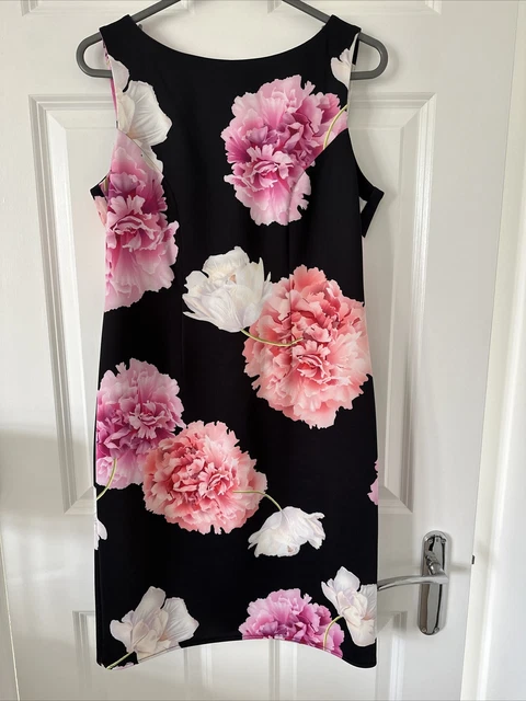 LADIES WALLIS Black Mesh Overlay Dress Beaded Embroidery Size 10