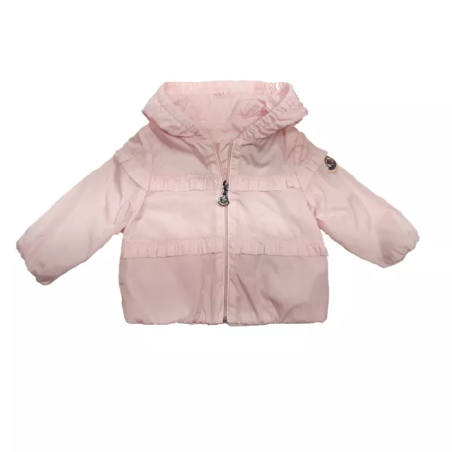 giacca da bambina primi mesi impermeabile Moncler con cappuccio e rouge rosa