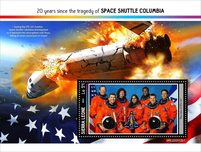 Space Shuttle COLUMBIA Tragedy NASA Astronauts Stamp Sheet #2 2023 Sierra Leone