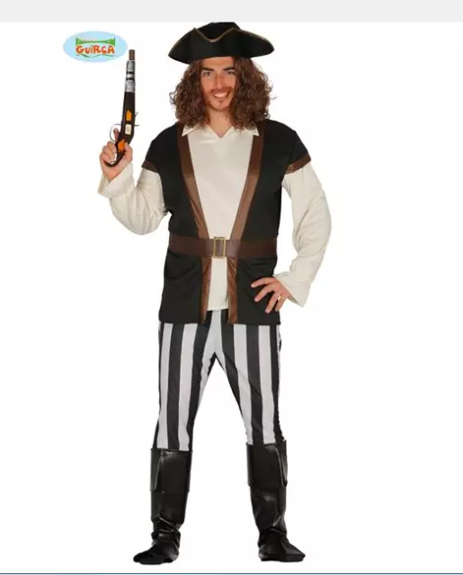 Costume Pirata Dei Caraibi Carnevale Vestito Adulto Guirca Jack Sparrow Vip