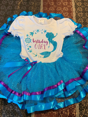 Little Mermaid Dress Birthday Dress 1 year old Blue Turquoise Girl Baby Toddler