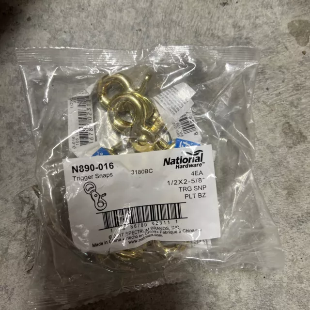(4-Pk) National Hardware Trigger Snaps Plated Brass 1/2 x 2-5/8”