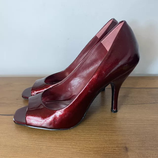 BCBGeneration Ruby Red Open Toe / Peep Toe Pump Size 9 High Heel Stiletto