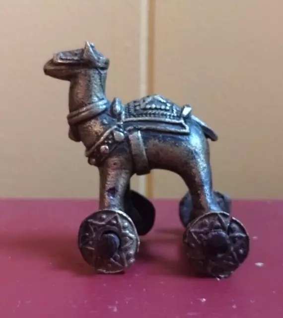 Antique Brass / Bronze 19th ct India Indian Temple Toy Camel w/ Wheels Aisian