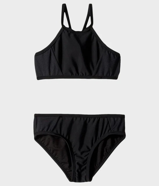 $41 Seafolly Girls Black Lined Apron Tankini Bikini Two-Piece Swimsuit AUS/US 8