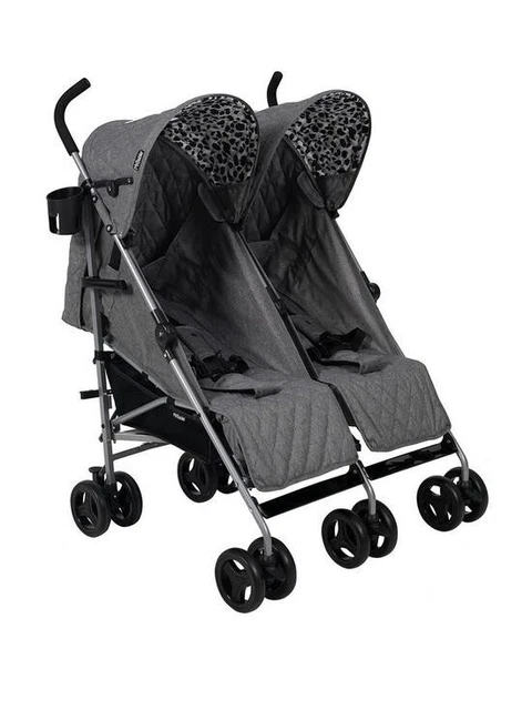 Cochecito doble My Babiie MB11 gris mezcla leopardo