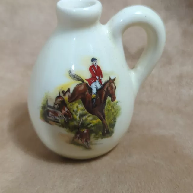 Vintage Orlando Cherry Brandy Miniature Pitcher Horse and Hunting Dogs Decorated