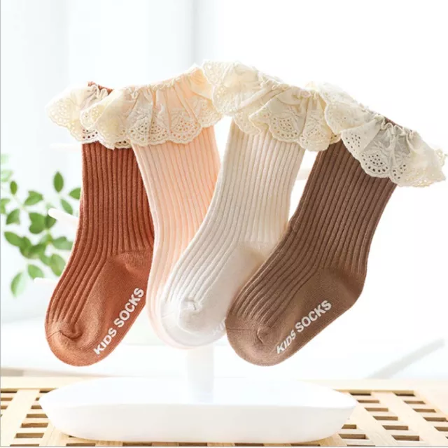 Colorful Kids Soft Toddlers Girl Lace Knee High Long Baby socks Cotton socks