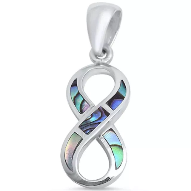 925 Sterling Silver and Abalone Infinity Necklace with Italian Box Chain