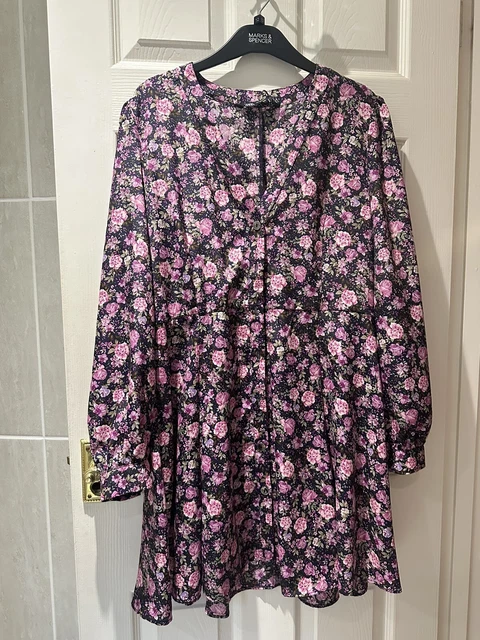 ZARA FLOWER DRESS Button Front Long Puff Sleeves Pinks Size XL Ditsy BNWT  17.21 - PicClick UK