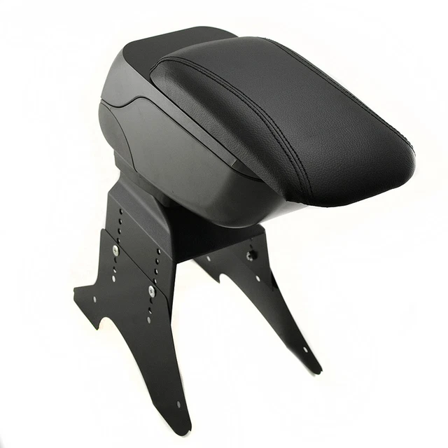 Accoudoir Universel Central Pour Peugeot 406 Et 206 - Cuir Noir, Base Argentée - Neuf Sous Carton