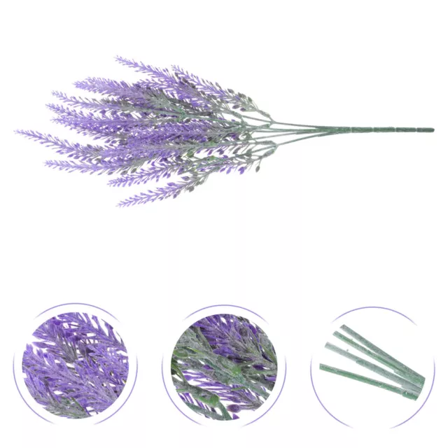 5 Pcs Purple Plastic Lavender Artificial Flower Arrangements Faux Stems
