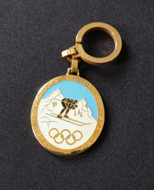 Porte-clés JO Grenoble 1968 - Bourbon - Figure Patinage - Collection