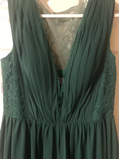 JJ's House Dress Sz 12  A Line V Neck Floor Length Chiffon Bridesmaid Green