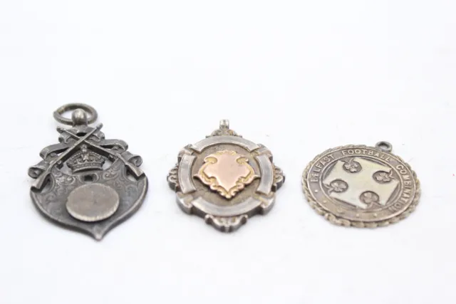 3 x Fob / Medaglioni antichi / vintage con marchio distintivo in argento sterling (41g)