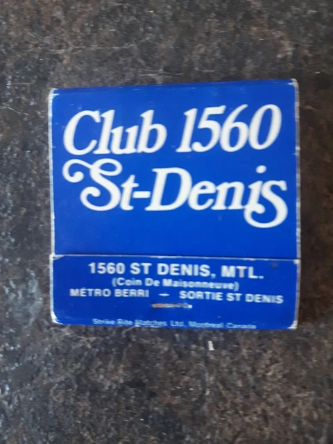 Club 1560 St Denis Montreal Quebec Matchbook Cover